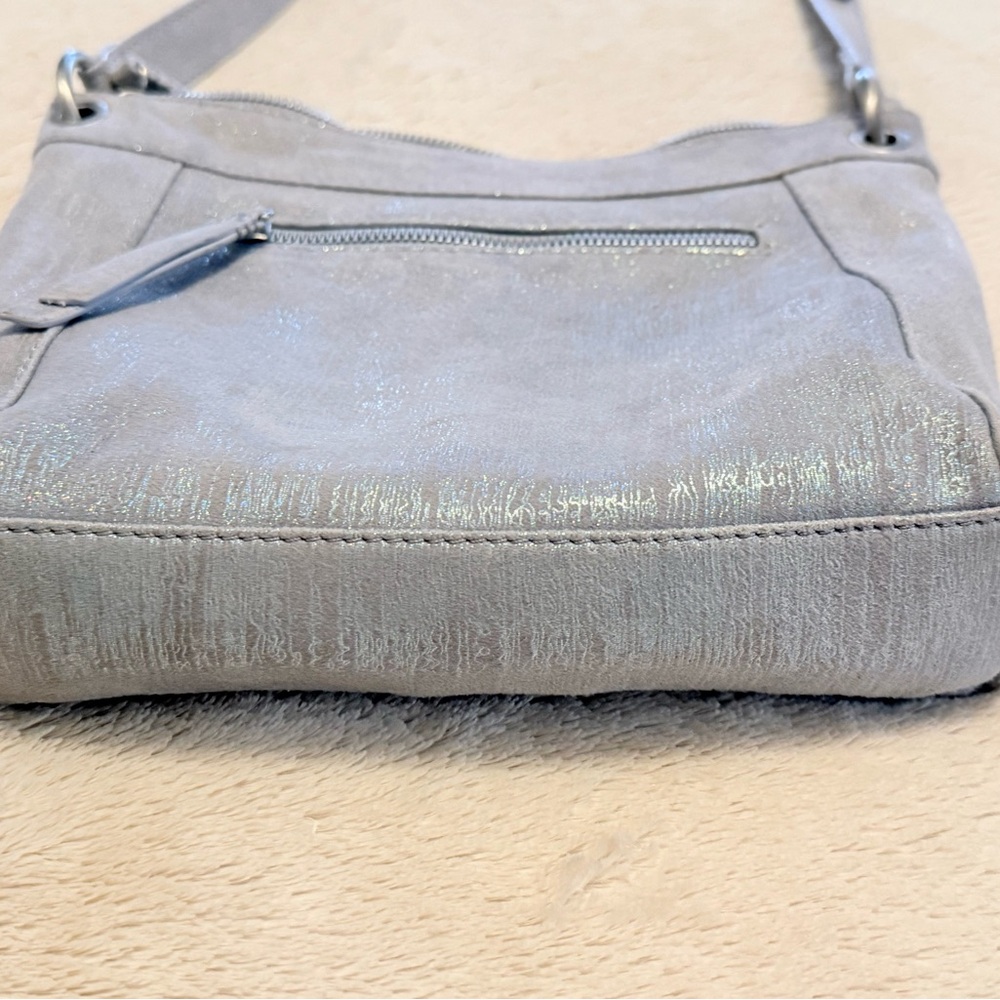 American Leather Co Crossbody Bag Shimmer Grey - Picture 10 of 11